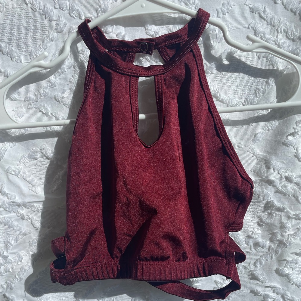 COPY - maroon 2 piece dancewear set